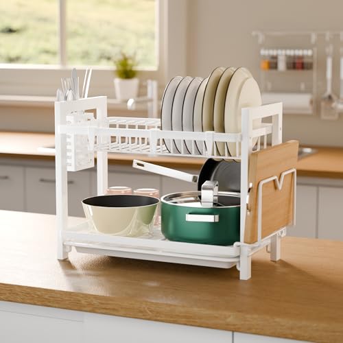 niffgaff Estante de Dish Escurreplatos Acero Inoxidable Cocina (43.5 * 24.5 * 34.5), Primer Piso Escurridor de Platos para Fregadero, Escurre Platos Armarios, Escurreplatos Blanco - imagen 2