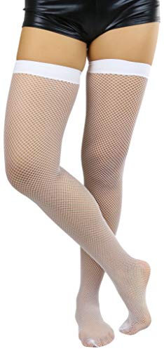 Image of ToBeInStyle Women's Fine Classic Fishnet Thigh High Stretch Nylon Novelty Stockings