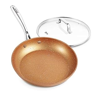 HLAFRG 8 Inch Nonstick Frying Pan with Lid ,Marble Skillet, Stone-Derived Coating,Non Toxic APEO & PFOA Free, with Soft-touch Ergonomic Handle,Oven Safe and Induction Compatible-cooper pan - ?