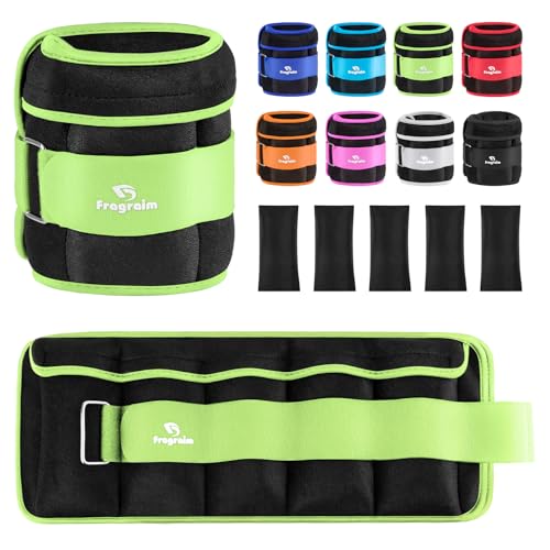 Pesas Tobillos Ajustables 1-1,5 kg Par con Pesas Extraíbles Para Footing, Gimnasia, Aerobic, Fisioterapia| Cada uno 0,15-0,75 kg, Total 1,5kg, Verde