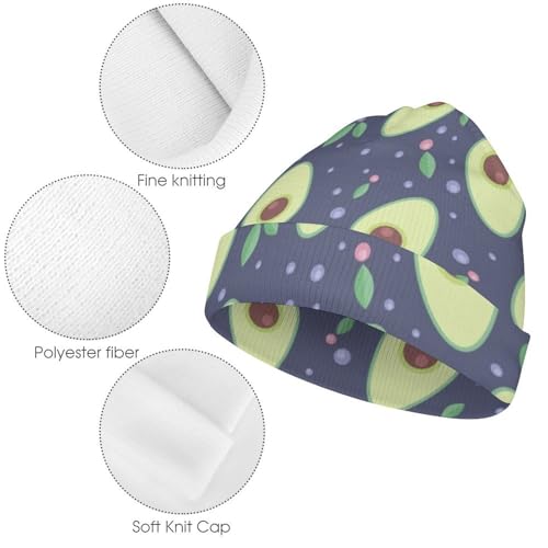 Cute Avocado Pattern Kids Beanie Hat for for Girls Boys Children Cap Winter Knitted Chemo Cancer Headwear Accessories Gifts Decoration Black 5