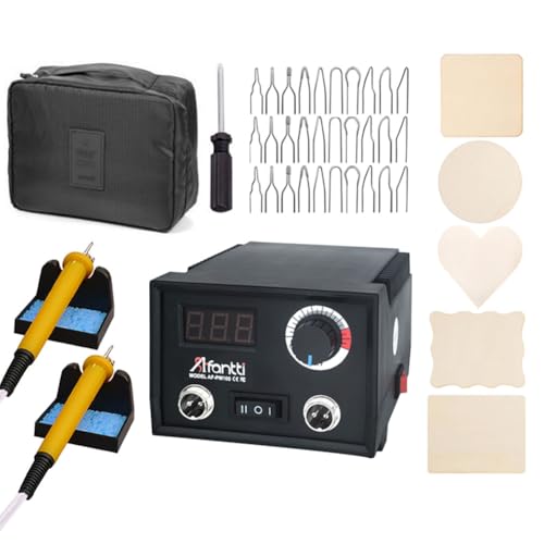 Afantti Pyrography Machine Professional Wood Burning Pen Tool Kit Station Set | 200-800 °C | Dual Pen | 30 Nibs | Carry Case | for Starter Adult Beginner Leather Arts Crafts