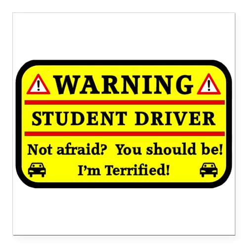 CafePress Warning Student Driver Square Car Magnet 3 X 3 Square Car Magnet, Magnetic Bumper Display
