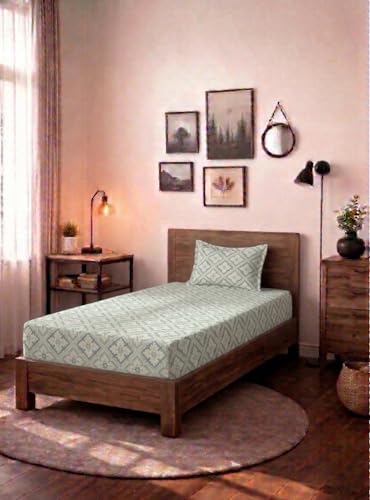 Image of HOMEKART (110 TC & 110 GSM 100% Cotton Feel Bedsheet for Single Bed with One King Size Pillow Covers Soft /Breathable Wrinkel Free -60x90 Inches - (Grey Star)