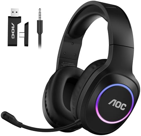 AOC Wireless Gaming Headset for PC, PS5, Switch, Bluetooth 5.4 & ...