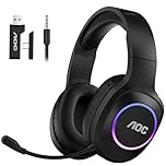 AOC Wireless Gaming Headset for PC, PS5/4, Switch, 2.4GHz Ultra-Low Latency & Bluetooth 5.4 & Wired, 7.1 Surround Sound, Noise Cancelling Mic, 239g Lightweight PC Headphones with 45H Battery