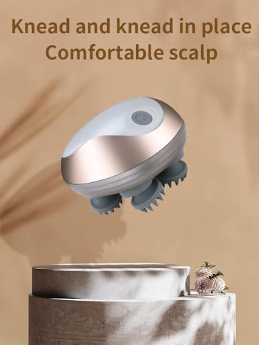 Image of Head Massager For Scalp, Scalp Massage, Electric Scalp Massager, Hair Massager For Hair Growth, Body Massager,Relieving Tight Stiffness Muscles,Promote Bonding (White-Gold)