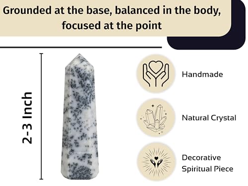 Image of Crystal Heaven Certified Dendrite Opal Crystal Tower Obelisk Point for Chakra, Healing and Balancing - AAA Grade Original Certified Gemstone Agate for Reiki Meditation Yoga Spiritual (2-3 Inches)