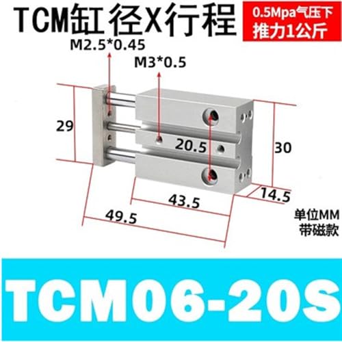 Cylindre de guidage pour micro-automatisation mini vérin triple axe TCM6X20S