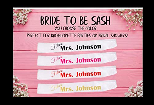 personalized bridal sash