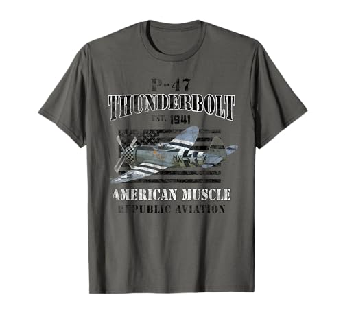 Designed For Flight P-47 Thunderbolt WWII Airplane American Muscle Vintage Tee T-Shirt