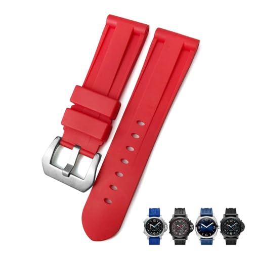 Bracelet caoutchouc montre 26 mm étanche camouflage rouge argenté pour homme
