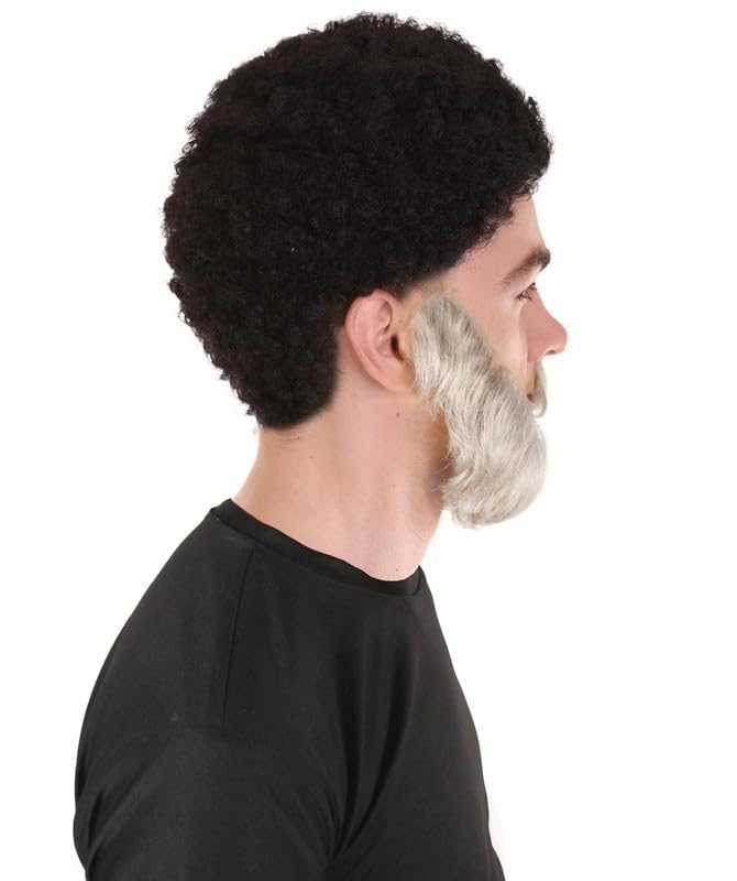 Premium Men's Silver Grey Mutton Chops Beard, Flame-retardant Synthetic Fiber