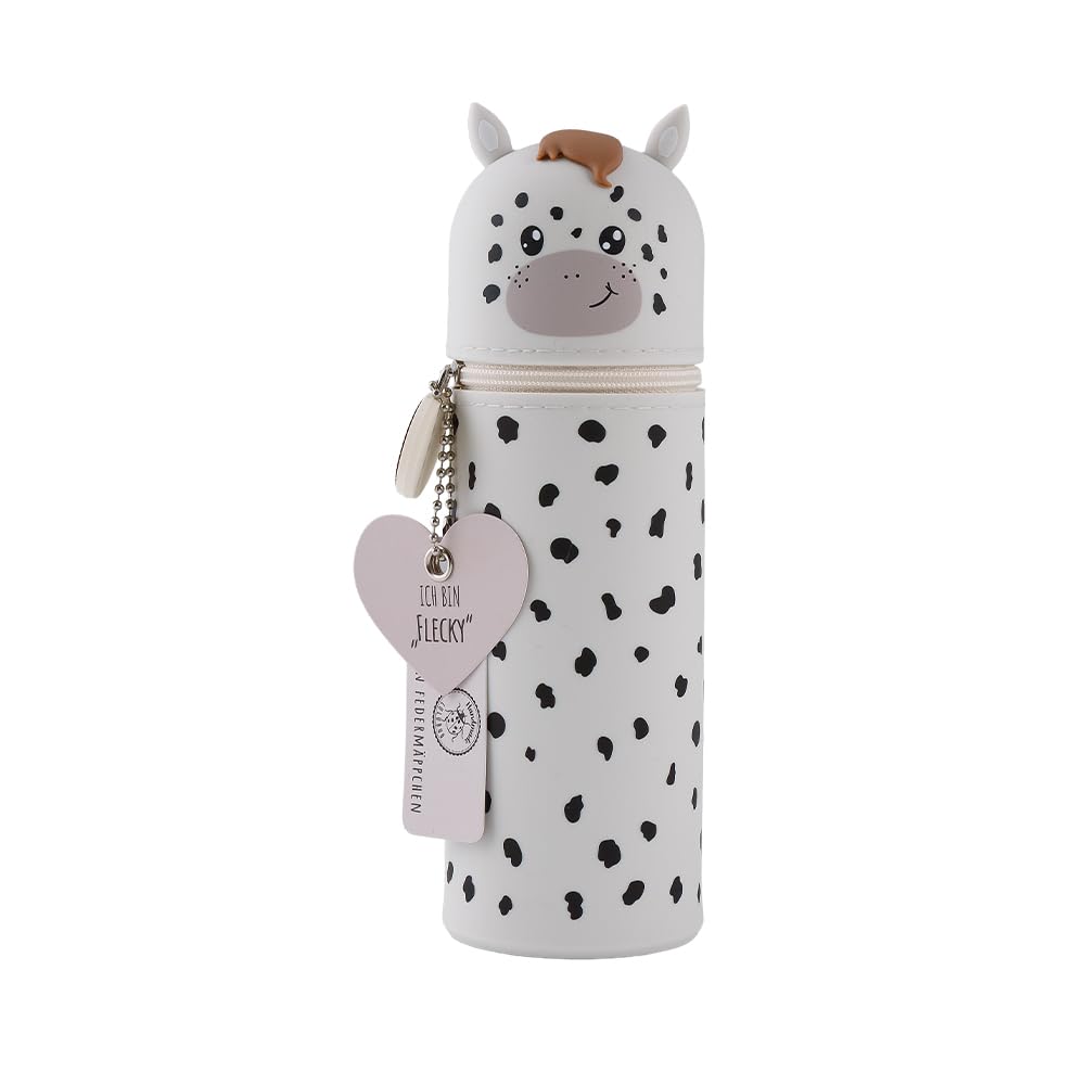 Lulubug Silikon Federmäppchen - Schimmel Flecky | Federtasche aus weichem Silikon für Stifte | Federmappe und Stiftehalter | Mäppchen Tiere, Schlampermäppchen