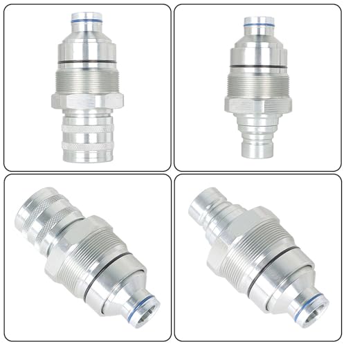 Image of kimllier 7246802 7246799 1 /2 Hydraulic Male & Female Flat Face Quick Connect Coupler Set 48mm Thread Diameter Compatible with Skid Steer Loader
