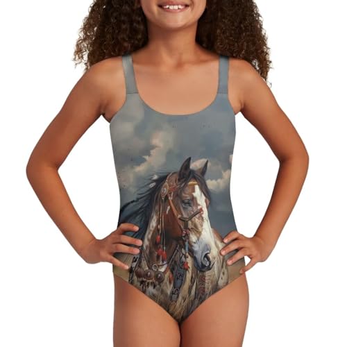 Image of Uourmeti Girls' One-Piece Swimwear Halter Bathing Suit Big Kids Summer Beach Swim Suits Swimming Wear