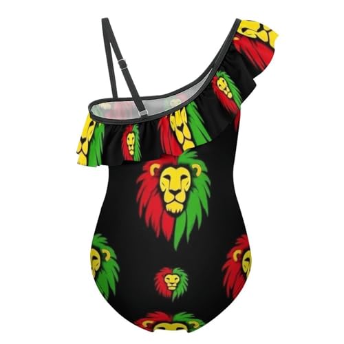 Cute Bikini Swimwear Floral Ruffle One Shoulder Swimsuit One Piece Bathing Suit2