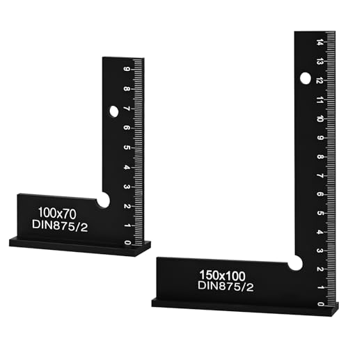 Trendecor 2 Stück Schlosserwinkel, 90 Grad Anschlagwinkel Metall 150 * 100mm, 100 * 70mm Präzisions Werkzeugtischler Lineal Satz L Typ für Präzise Arbeiten im Metallbau und Werkstatt