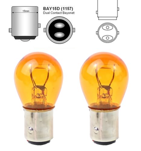 ShuoHui Orange Gelb Rück- Bremslicht Lampe BAY15d P21/5 Rot Watt P21/5W 12V KFZ-Lampe Bremslicht Rücklicht Glühlampe Kugellampe (10)