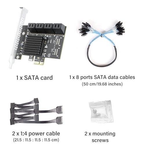 Image of 8-Port SATA Expansion Card (PCIe 3.0 x1 to 6Gbps SATA Card), Compatible with Windows /Mac /Linux /NAS