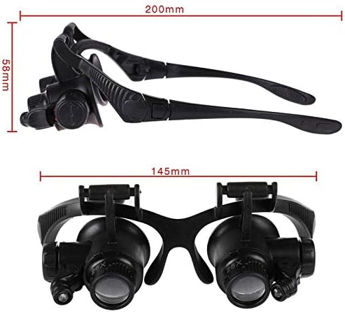 Miniatura 6 de Lupa de lupa para joyeros con diadema de lupa 10X 15X 20X 25X cabeza lupa iluminación LED ojos joyería lupa lupa gafas relojería herramientas de