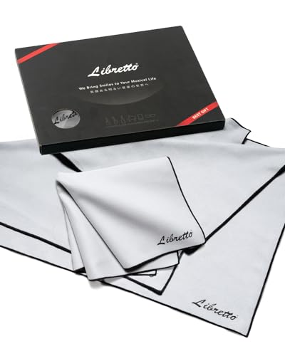 Libretto Microfiber Polish Cloth for Musical Instrument, 3 Sizes in 1 Pack, Guitar and Bass Cleaning...