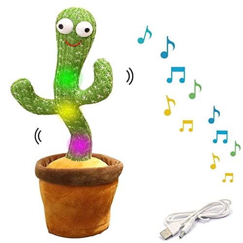 Dancing Cactus Toy, Swing Electric Singing Cactus Toy, Dancing Cactus with Lighting for Home Decoration and Baby Interaction, Repeats What You say Rechargeable Cactus Plush Toy