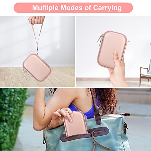 Canboc Hard Case for Canon Zoemini 2/ Zoemini Photo Printer Mobile Wireless Bluetooth Instant Camera Printer, Mesh Bag fit Photo Paper and Cable, Rose Gold