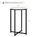 Yaheetech Faux Marble Side Table, 16in End Table Modern Accent Sofa Table w/X-Based, Round Tabletop, Sturdy Metal Legs for Living Room, Black