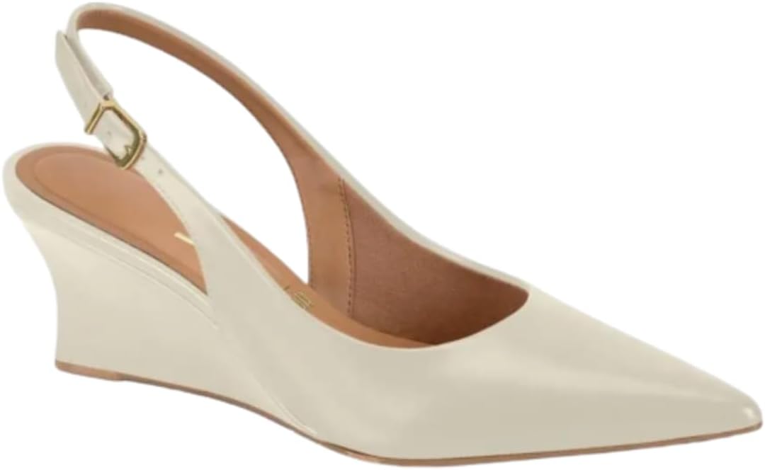 Sapato Feminino Scarpin Slingback Vizzano Salto Anabela Napa Conforto e Estabilidade