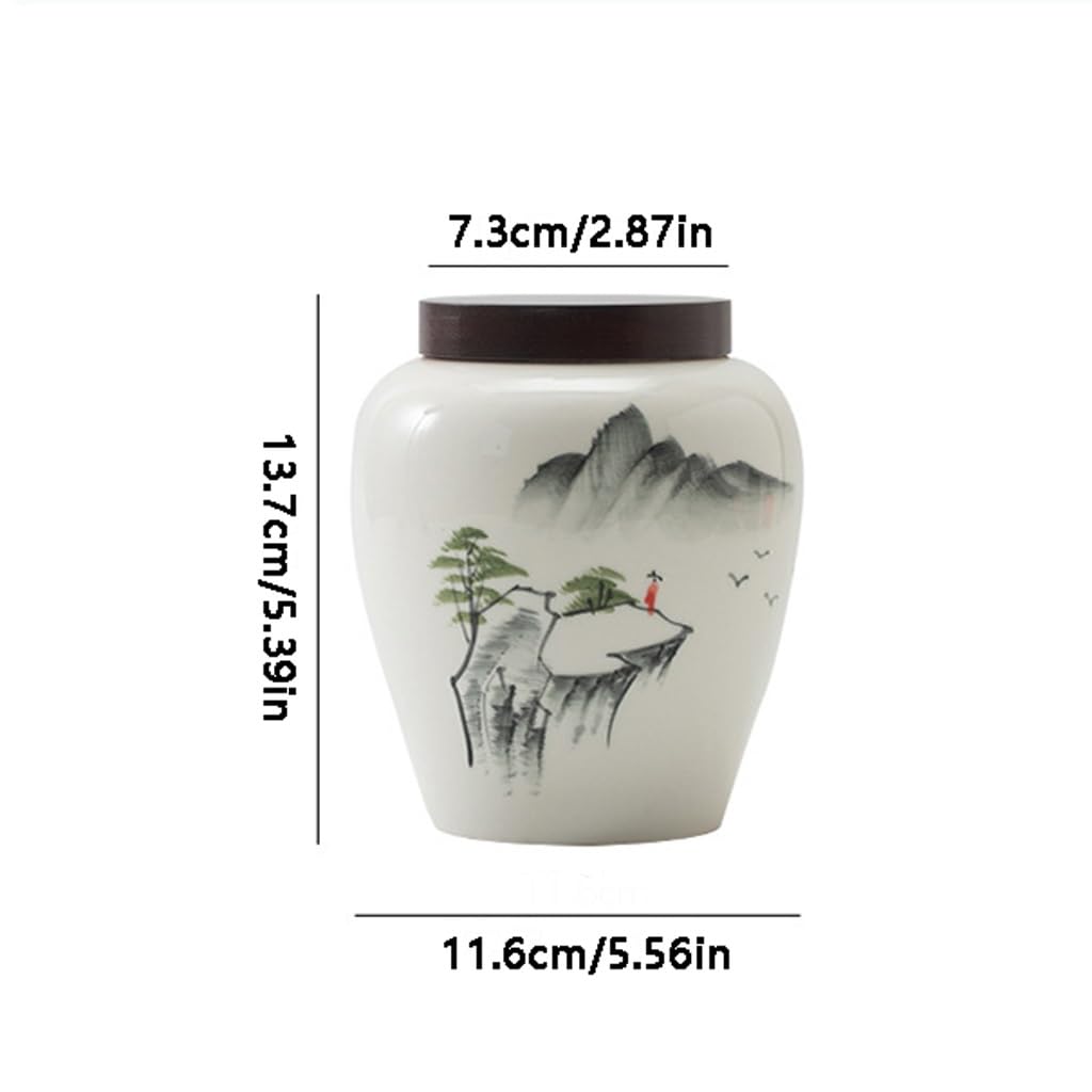 XYNSNDB Ceramiczne puszki na herbatę z słojem na cukier, odporne na wilgoć puszki z zamknięciem, ceramiczne puszki na herbatę z malowanymi krajobrazami, puszki do przechowywania w gospodarstwie