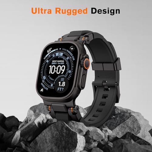 Image of amBand Bands Compatible with Apple Watch Ultra 3 /2 /1 49mm, M1 Sport Series Rugged Durable Strap with Metal Connector to Match Ultra's Titanium Case for iWatch 49mm Men Matte Black