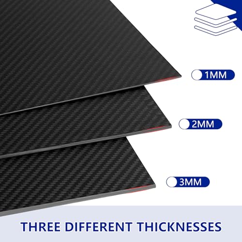 SUPAWAY 1 Stück Carbonfaserplatten 200x300x3mm Kohlefaserplatte GFK Karbon Platte, 3K Köper Matt Kohlefaser Platte für Handgefertigte DIY, Geldbörsen, Modellteil, Reparaturplatte, Drachen, RC Flugzeug
