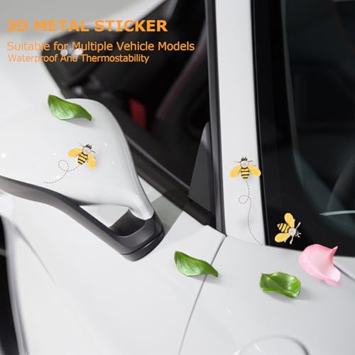 Image of ORIESSE Bumblebee Car Decals 3pcs Yellow Bee Stickers 3D Metal Emblem Badge Women Car Decor Fun Prank Gift for Bug Lovers