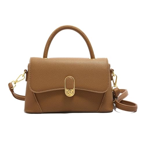 Image of Crossbody Bag for Women Shoulder Handbag PU Leather Satchel Purse with Top Handle Gold Turn Lock Adjustable Strap