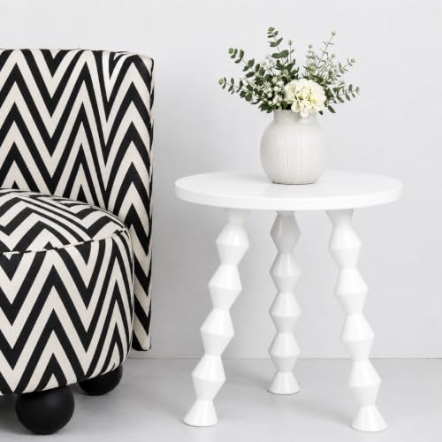 Image of Decor Corner Table Coffee Table Side Table, Round Solid Wood End Table Coffee Table Flower Stand Sofa Side for Living Room Balcony (White)