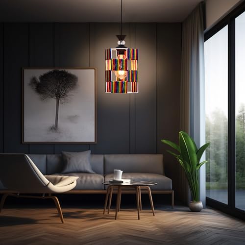 Image of Groeien Crystal Silk Craft Weave Metal Hanging Pendant Ceiling Lamp Fixture | Chandelier for Home, Indoor, Outdoor,Living Room, Bedroom(Bulb Included)(Silk-CraftHex, 1)