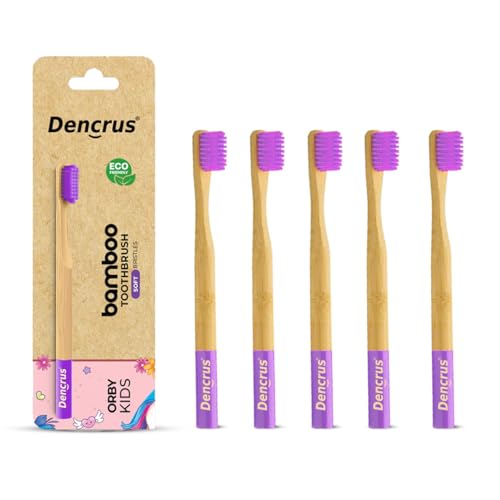 Image of Orby Kids Bamboo Toothbrush for Kids (Pack of 5) | Natural & Eco Friendly Oral Care | Soft Bristles Toothbrush for Toddler & Kid Dental Care | Organic Bamboo Handle - Lavender
