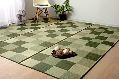 イケヒコ い草ラグ カーペット 3畳 国産 グリーン 約191×250cm ♯8220930