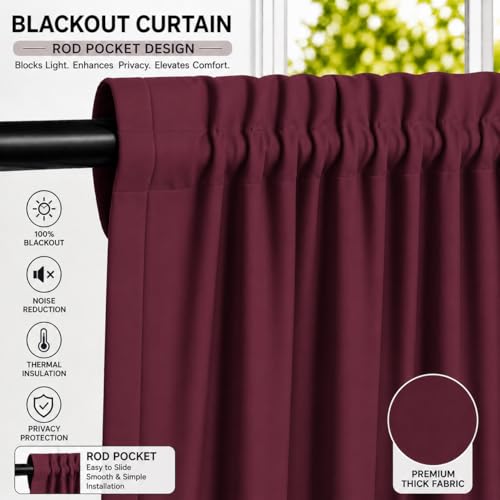 Image of Valance Blackout Rod Pocket Pattern Curtain Pack of 1 Piece, Kitchen Curtain | 3 Feet - Maroon