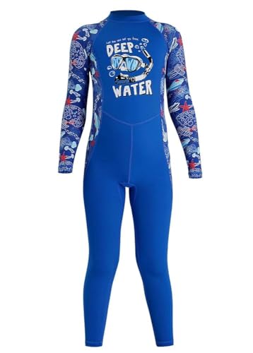 DIVE & SAIL Kids One Piece Long Sleeve Swimsuit Sun Protection Sunsuit Rash Guard