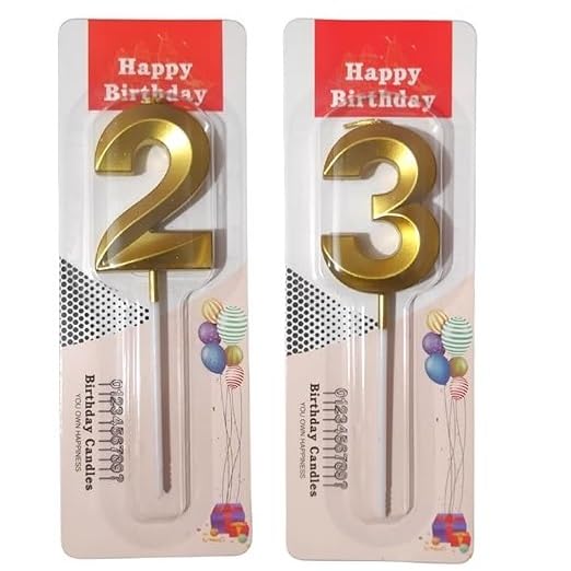 Image of ToyUniverse Number 23 Gold Candle | Twenty Three Metallic Gold Candle for Twenty Third Birthday, Anniversary, Surprise Party Cake Decoration (Pack of 2)
