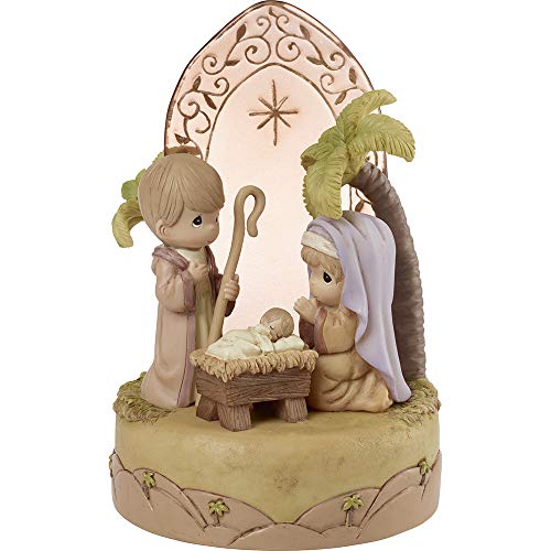 Precious Moments Unto Us A Child is Born Musical Resin & Glass Nativity Figurine Plays O Holy Night 201110