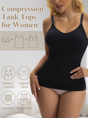JOYSHAPER Women's Shapewear Tops Padded Bra Shapewear Tank Cami Shaper Seamless Compression Tank Tops Tummy Control Camisole3