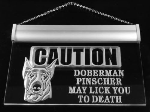 ADVPRO s179-b Caution Doberman Pinscher Lick Neon Light Sign