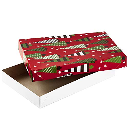 Hallmark Medium Christmas Gift Boxes with Lids (12 Shirt Boxes, 4 Designs: Trees, Stripes, Snowmen, Holly) for Christmas, Holiday Parties, Hostess Gifts - Image 6