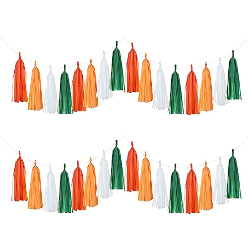 Image of Mefuny 20Pcs Little Cutie Baby Shower Party Tassel Garland Tissue Paper Tassels Banner DIY Kit Orange Green White Tassel Banner Tangerine Citrus Themed Party Decoration Supplies