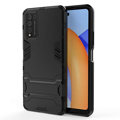 CHcase para Huawei Honor 10X Lite Funda, 2 en 1 Híbrida Rugged Armor Case Choque Absorción Protección Dual Layer Bumper Carcasa con Pata de Cabra para Huawei Honor 10X Lite -All Black