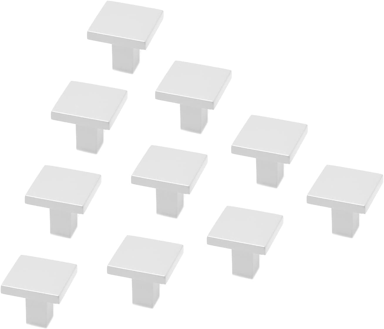 REI | 10 Pomos Tiradores de Mueble en Blanco Mate en Zamak | Para Restaurar Muebles, Proyectos DIY y Bricolaje | Sistema de Fijación Atornillado | Incluye Tornillos M4 | Medidas 30x30x27mm