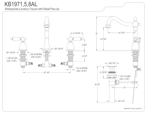 Grifo de lavabo Kingston Brass para baños familiares de estilo clásico 7